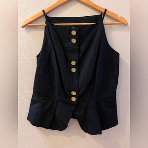 Button Up Front Square Neck Peplum Top